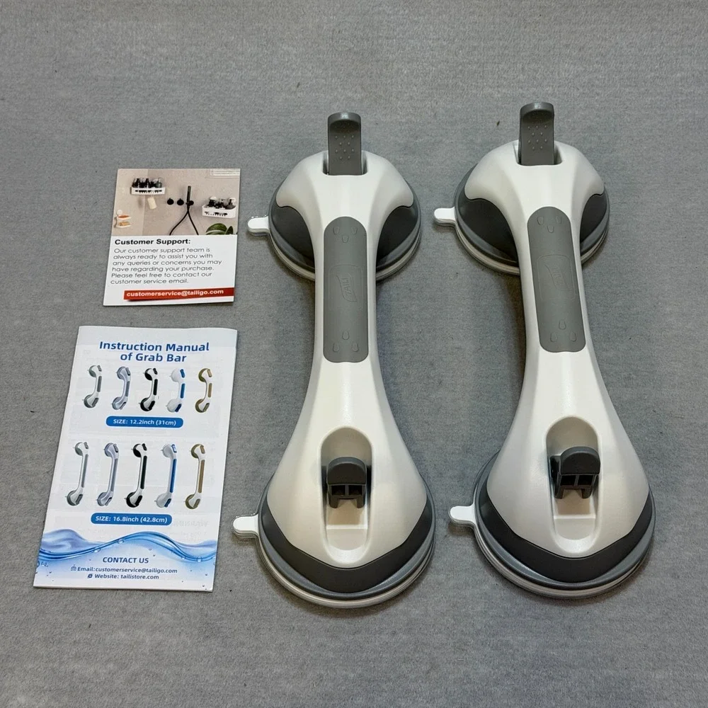 Grab Bar 2 Pack‎ TAILI Suction Shower Handle Bathroom Safety No Drill Needed
